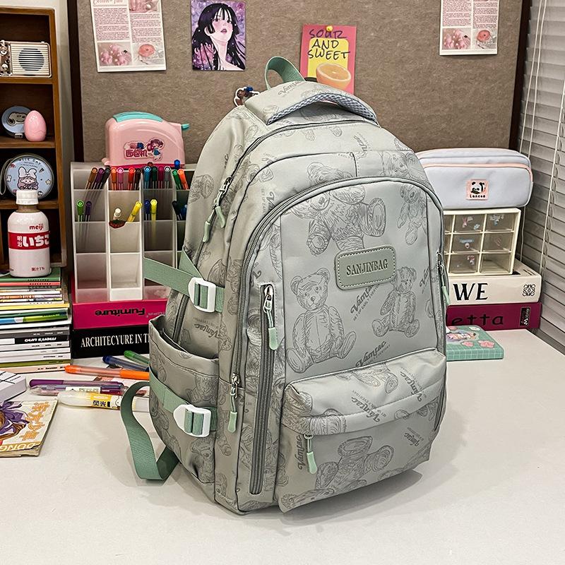 School bag junior high school girl Japanese cute printed bear new high school backpack cute girl travel backpack