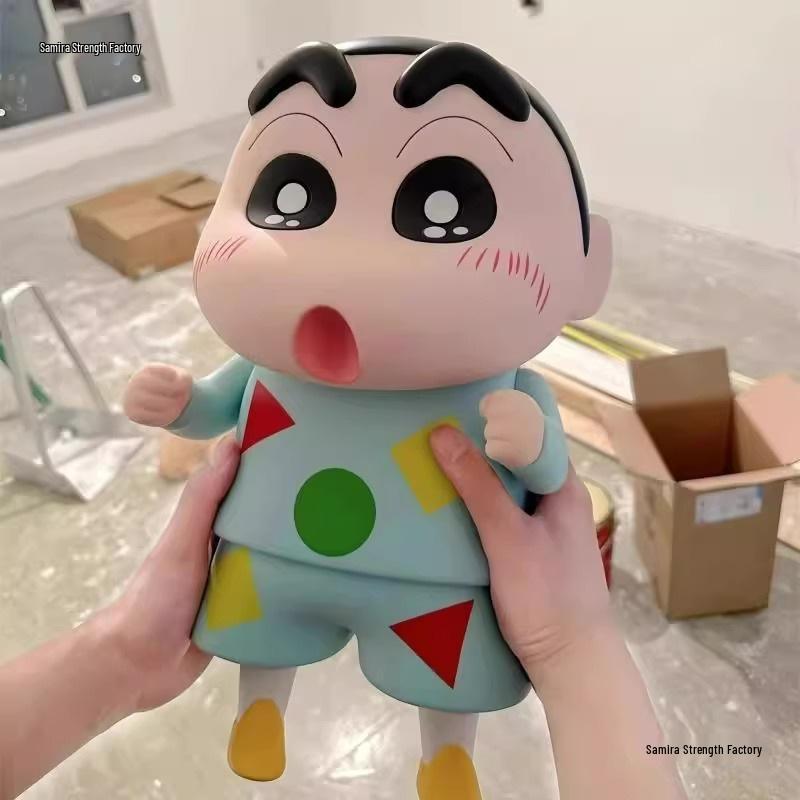 Crayon Shin-chan Large Figurine Piggy Bank - Cute Decorative Doll for Living Room or Entrance.