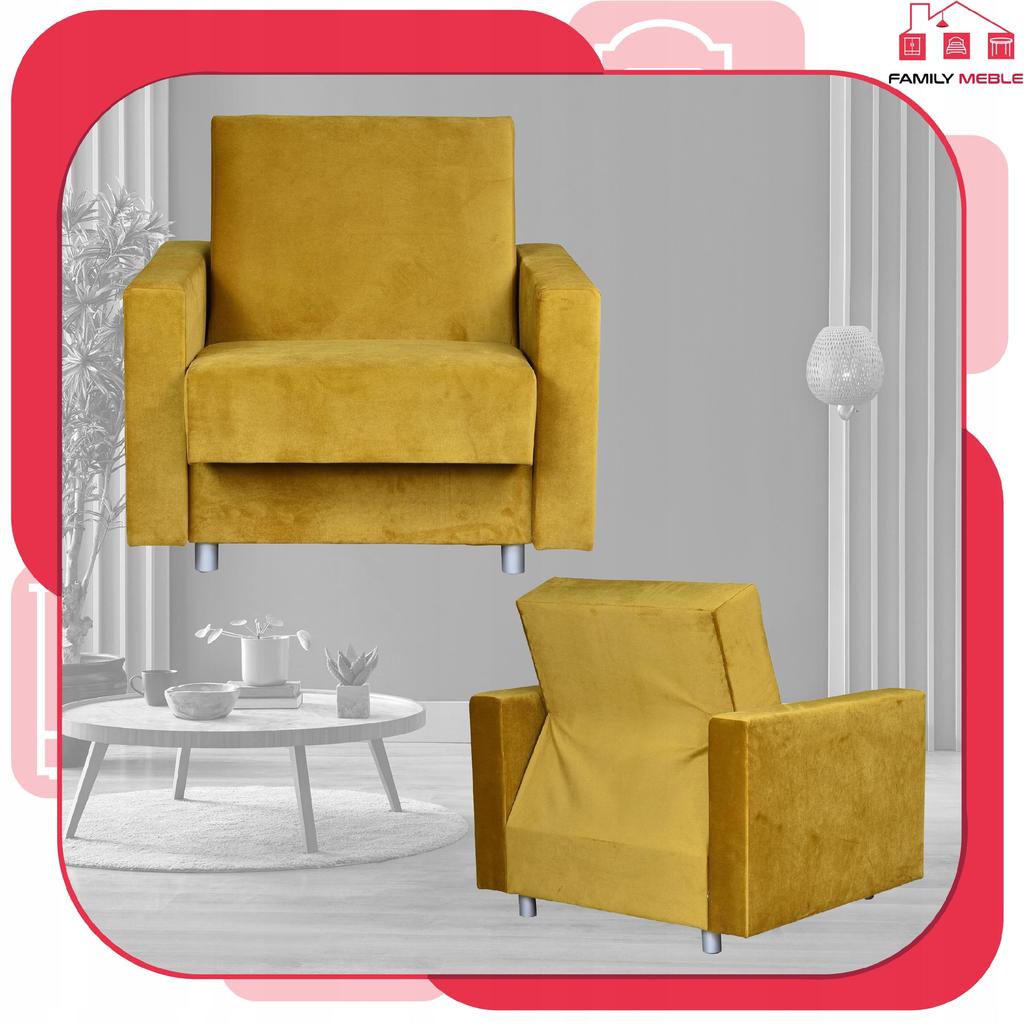 Alicja Reclining Armchair for Sleeping with a Container Family Meble Yellow Gold