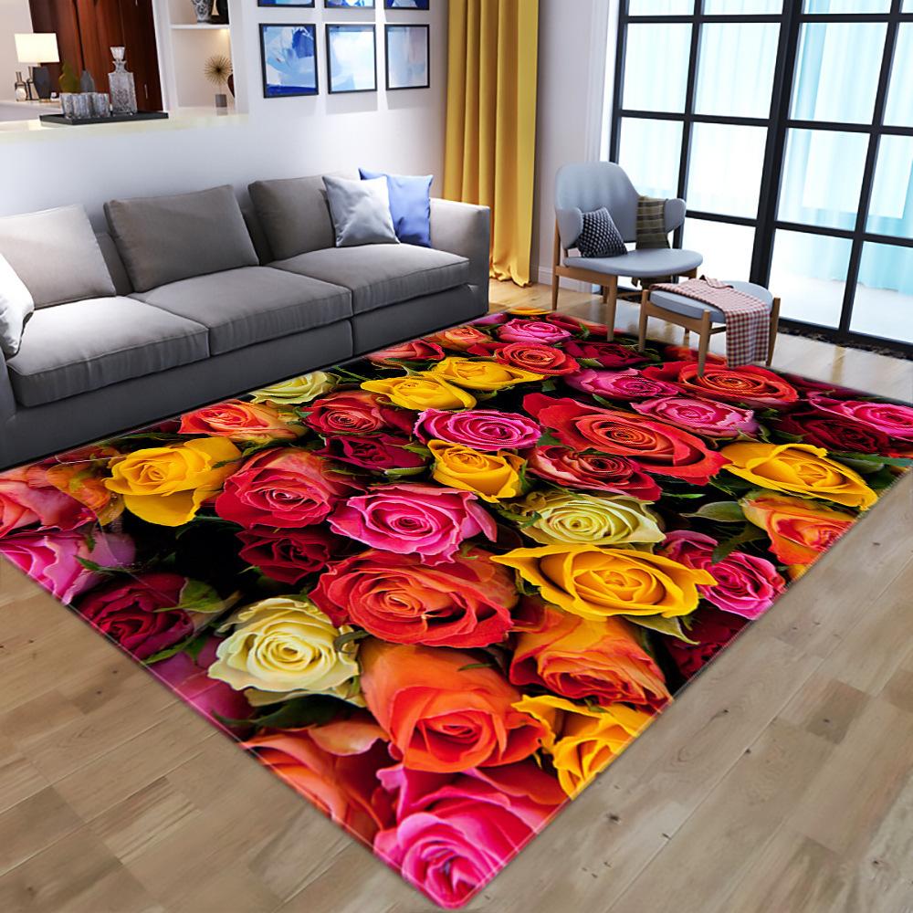 Cartoon Home Floor Mat Living Room Bedroom Carpet Rose Carpet Floor Mat