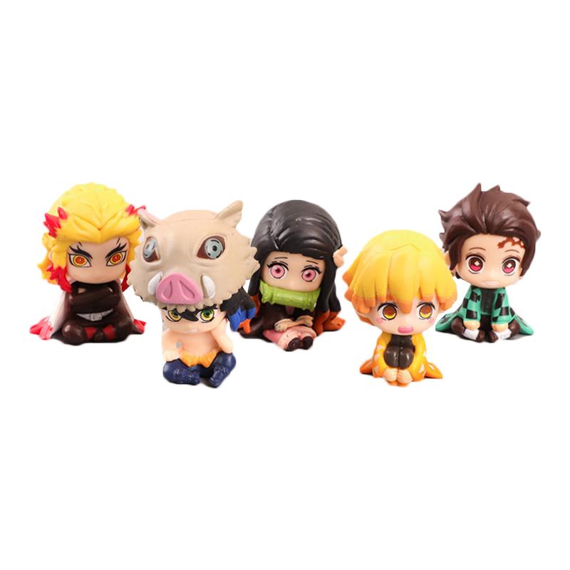 

5pcsset Demon Slayer Anime Figurine Rengoku Kyoujurou Kamado Figure Toys Model