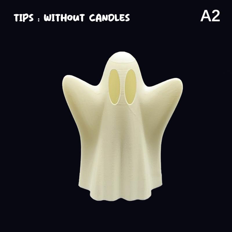 Halloween Cute Ghost Candle Holder 3D Printed Candlestick Night Light Cover Desktop Ornament Halloween Party Decorations