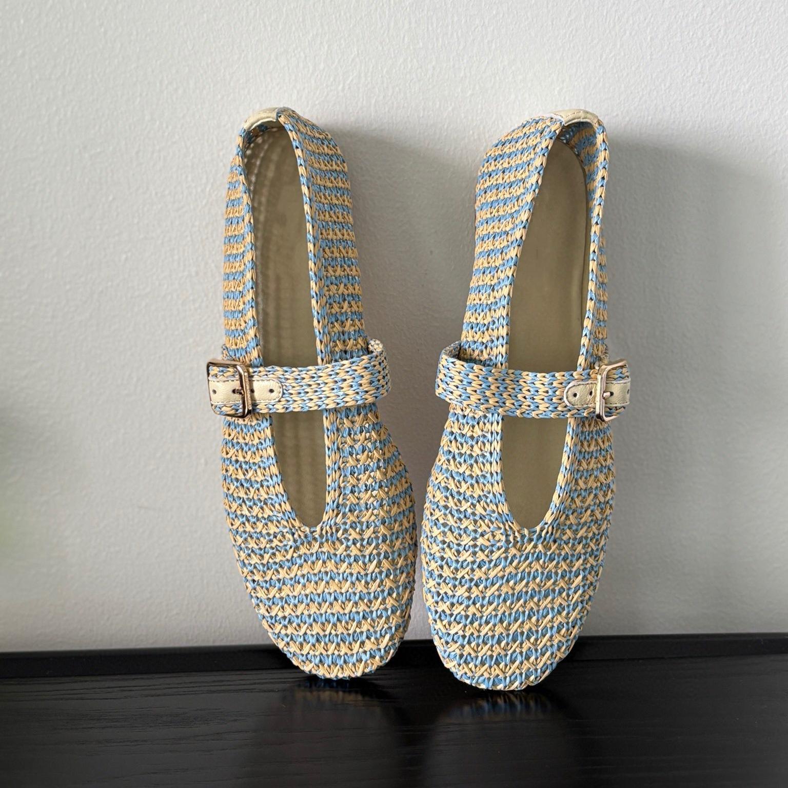 

Версия из овчины~ нишевый новый цвет рафия ручной работы с мелким вырезом туфли Мэри Джейн с одинарной пряжкой сандалии 40 разноцветный