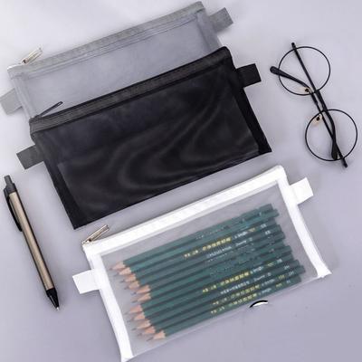 Large-Capacity Mesh Pencil Bag Nylon Stationery Pouch New Transparent Stationery Bag  Kids