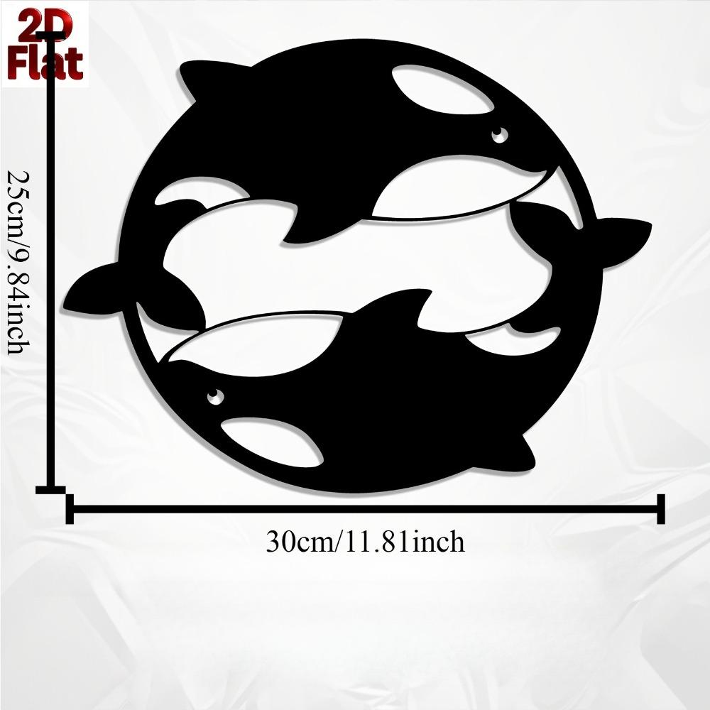 

1pc Dynamic Orca Metal Wall Art, Rust Resistant Iron Sculpture for Coastal Home Garden Decor, New Year Christmas Gift for Marine Life Lovers 12in