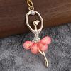 2Pcs Ballerina Keychain Pendant Lightweight Metal Rhinestone Keychain Portable Elegant Bag