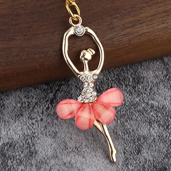 2Pcs Ballerina Keychain Pendant Lightweight Metal Rhinestone Keychain Portable Elegant Bag