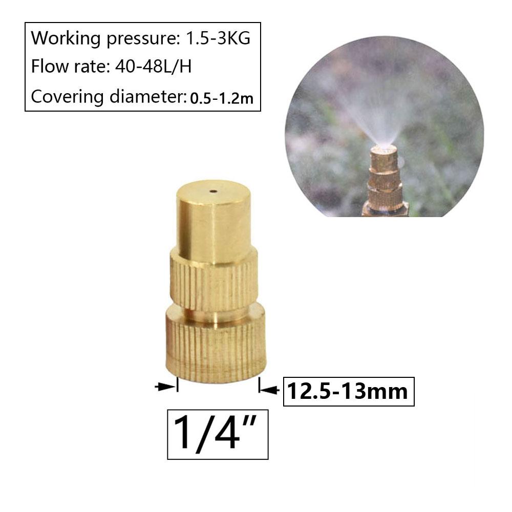 Brass Mist Sprinkler Nozzle With 1/4 1/2” Thread Adjustable Mist Spray Nozzle Garden Watering Irrigation
