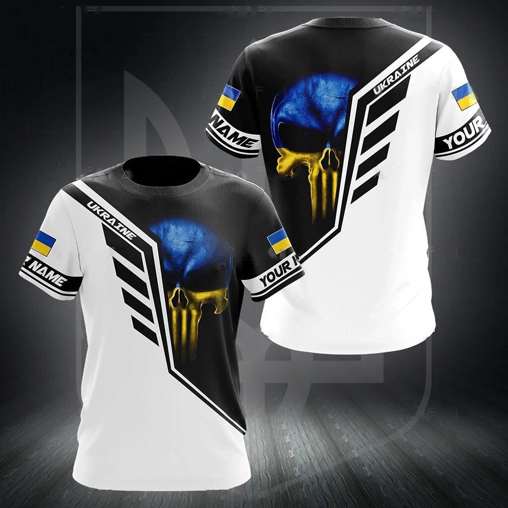 UKRAINE Herren T-Shirt Sommer Kurzarm Ukraine Nationales Emblem Flagge Aufdruck Mode Rundhals Pullover Shirt Herrenbekleidung