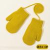 Kids Full Finger Knit Gloves with Plush Hanging, Yellow, Toddler, A349