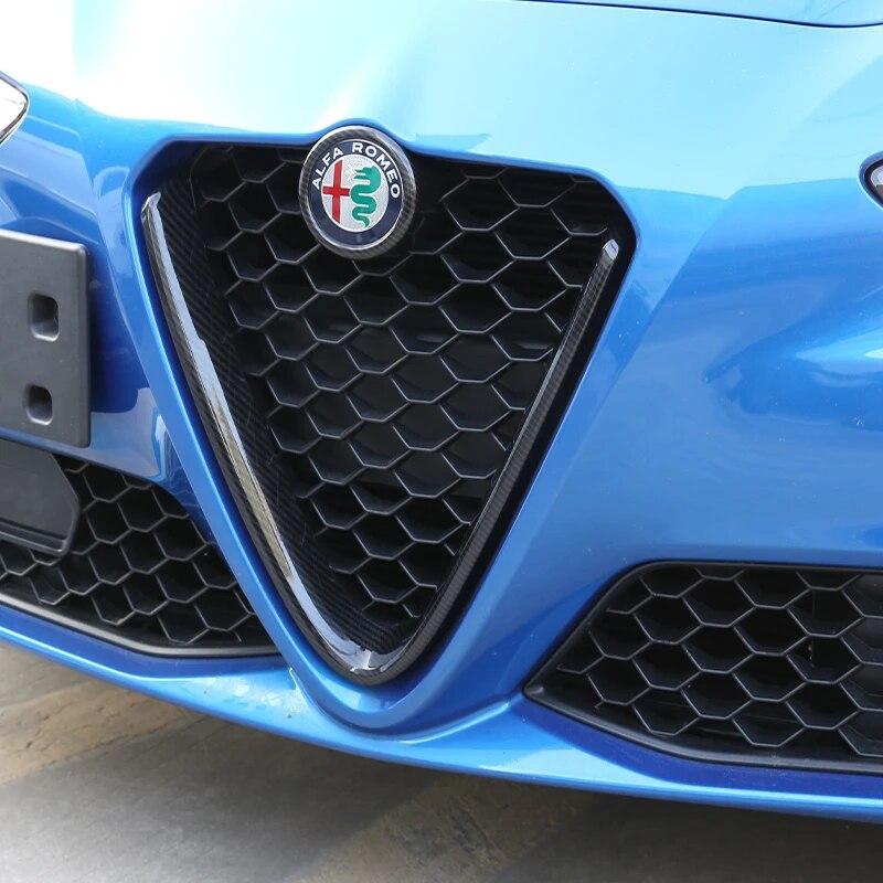 For Alfa Romeo Giulia Stelvio 2017 2018    2022 ABS Carbon Fiber/Red/Black Front Grill Decoration Frame Accessories