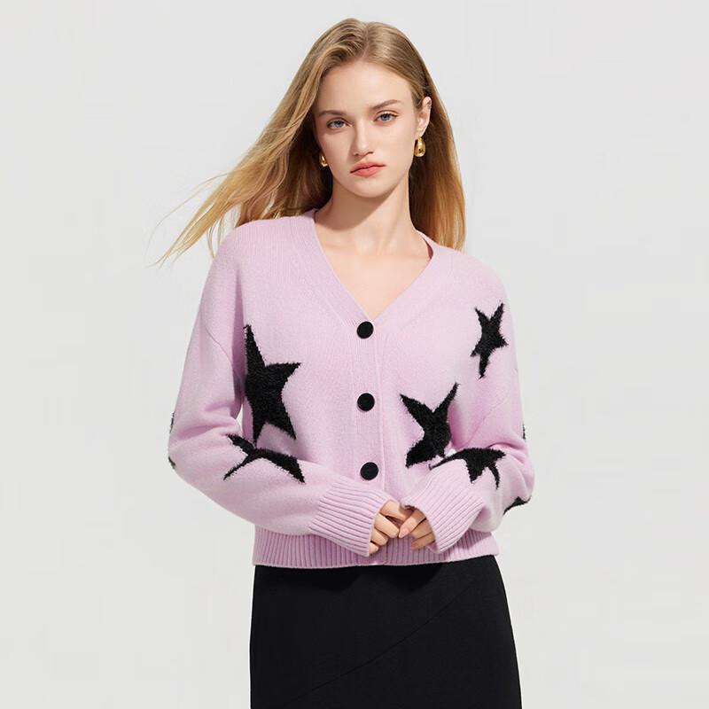 

Вязаный кардиган с V-образным вырезом, вышитый звездами S