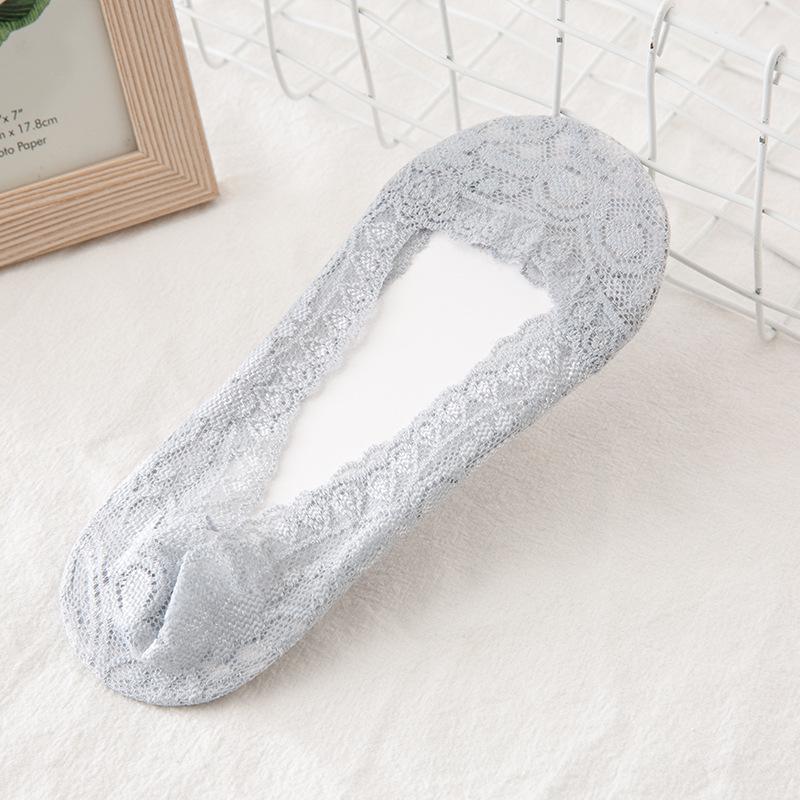 Women's Summer Ice Silk Low-Cut Invisible Lace Socks - Breathable, Anti-Slip, Super Thin