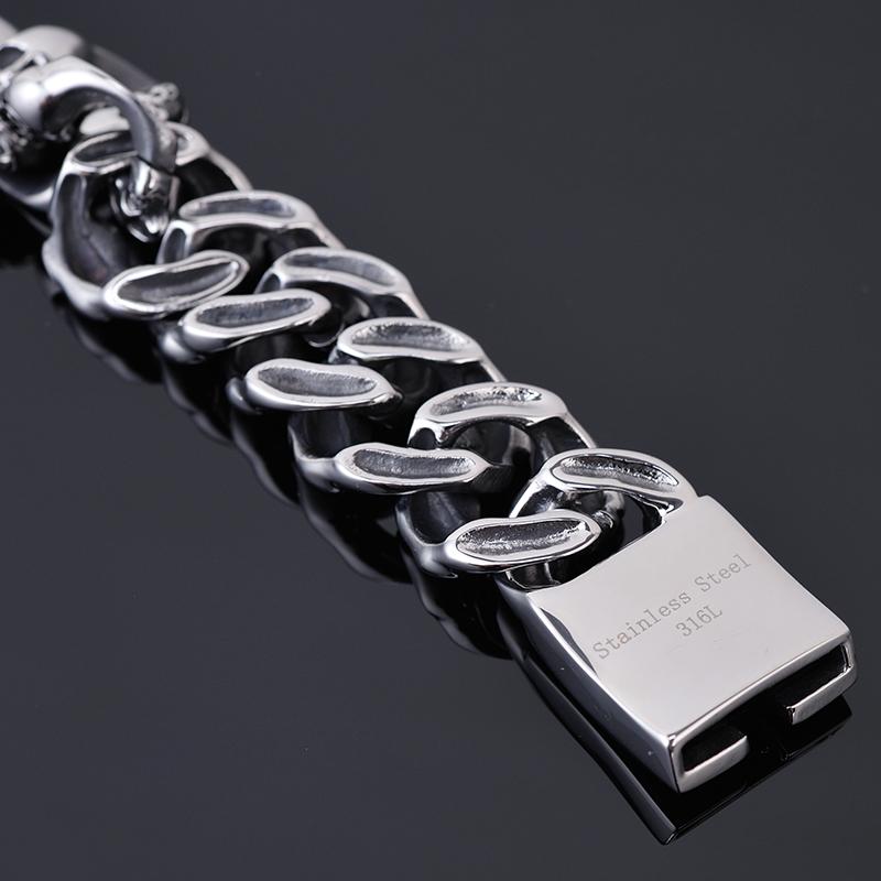 Gothic Totenkopf Herrenarmbänder 19MM Edelstahl Geisterkette Armband für Männer Skelett Schmuck für männliches Handgelenk Neu