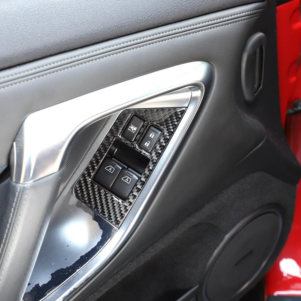 Real Carbon Fiber Window Lift Switch Decoration For Nissan GTR R35 2008-2016