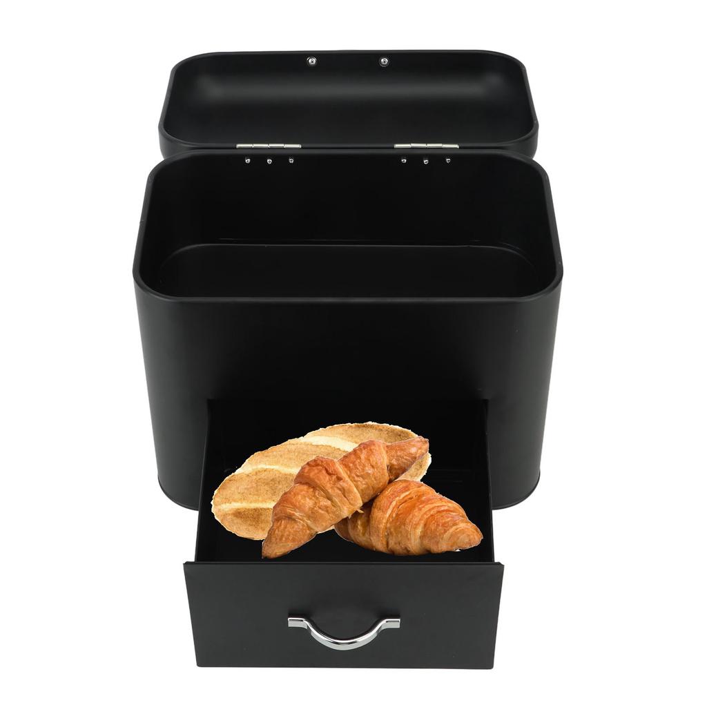 Iron Bread Box 2 Shelves Large Capacity Large Farmhouse Bread Container for Bread Bagels
