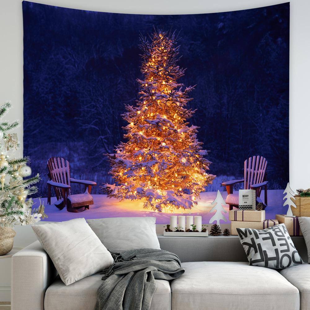 Christmas Wall Hanging Cloth Large Background Cloth Painting European and American Christmas Tree Tapestry