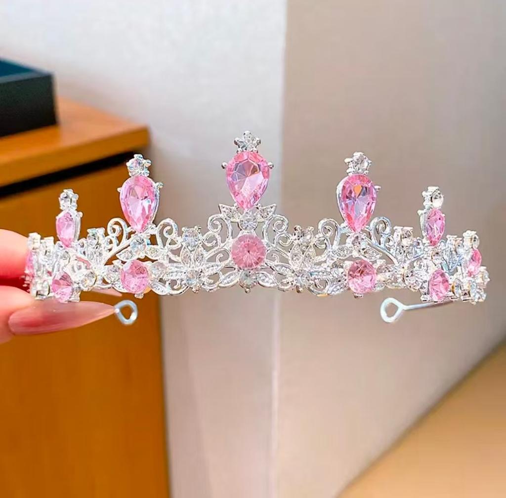 Children's Crown Headwear Princess Girls Crystal Pearl Crown Birthday Performance Flower Girl Wedding Girls Hair Accessories Daquan