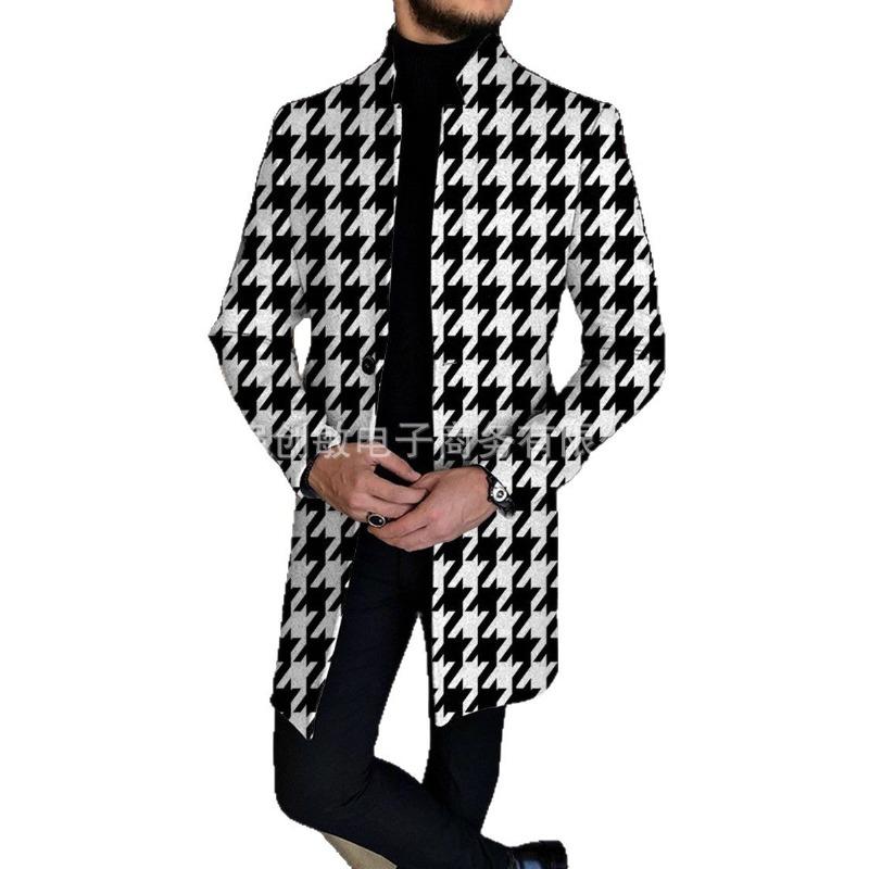 2025 Suit Collar Pocket Men's Coat Jacket Men's Large Size Windbreaker Autumn and Winter Woolen Coat
