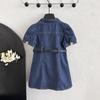 Vestito in Denim da Bambina Nuovo Estivo Sottile Denim Elegante Vintage Versatile