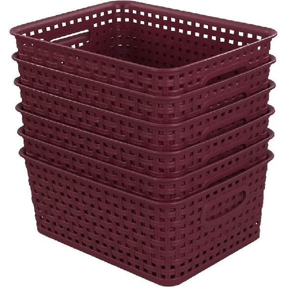 Sandmovie Plastic Weave Storage Baskets for Kitchen Bathroom, Green, 6 Packs вино красного