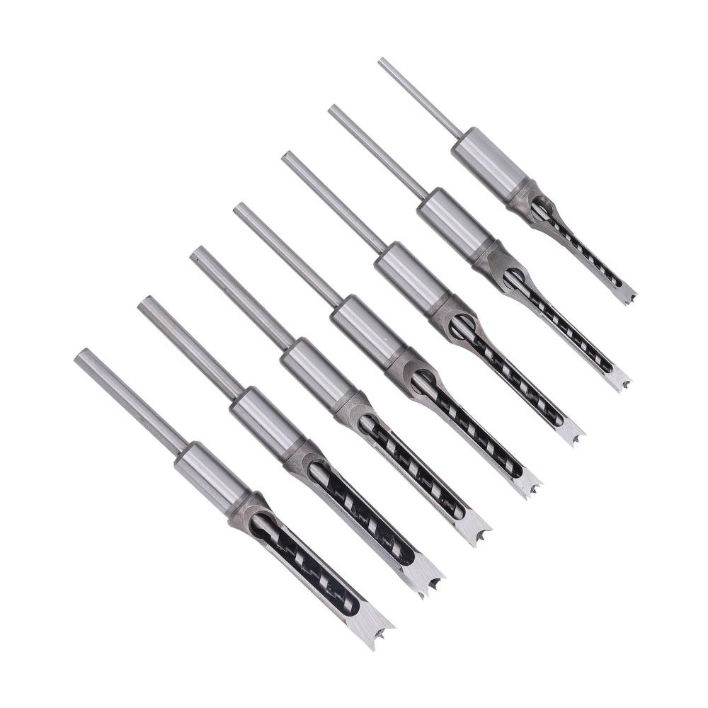 7pcs Sharp Cutting Edge Square Hole Drill Bit Bearing Steel Mortiser Drill Bit Woodworking