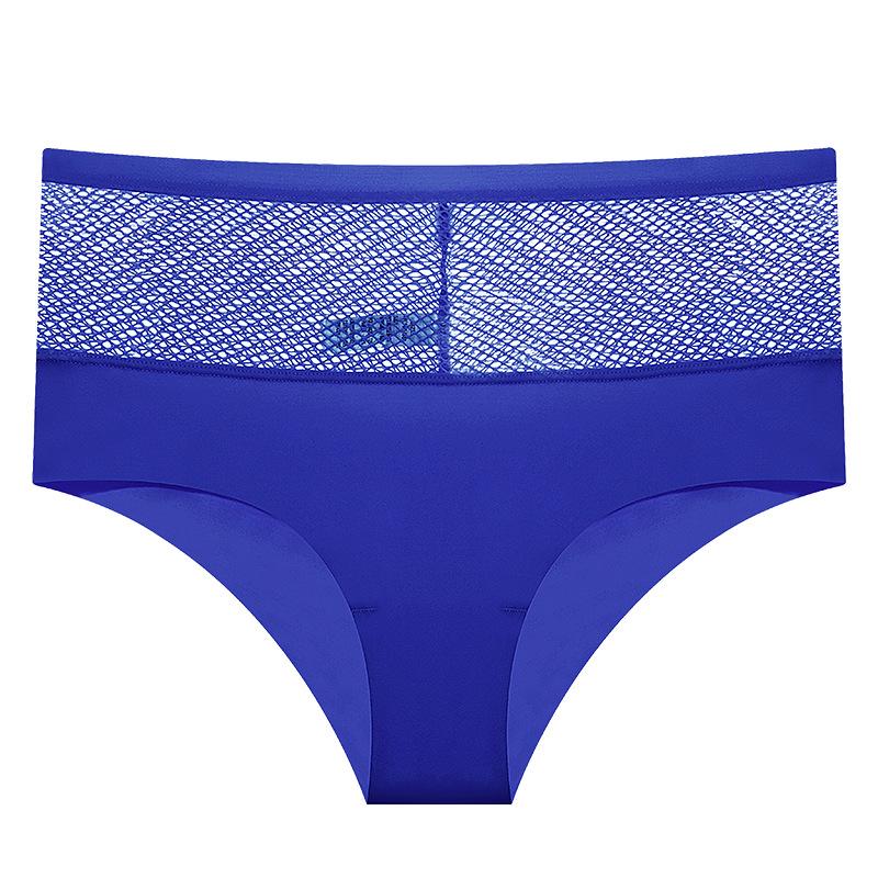 

Полые трусики в сеточку, сексуальные трусики из ледяного шелка, женское нижнее белье, трусы больших размеров S синий