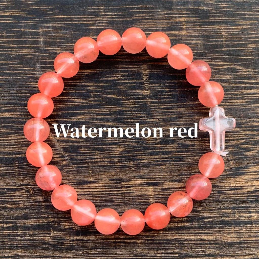 Natürliches Tigerauge, Grüner Aventurin, Türkis und Malachit Kreuz Perlenarmband