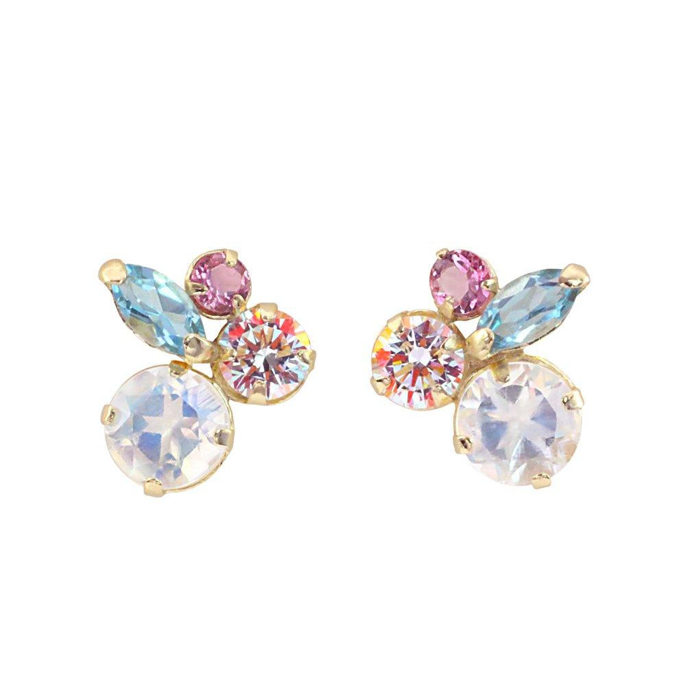 

Bijou 18K K18 Yellow Gemstones [Barzaz] Earrings, Gold, Tourmaline, Topaz, 18K, Gold, Colorful,