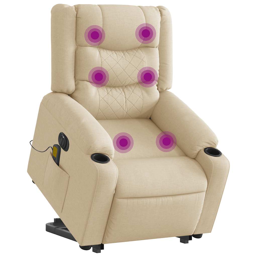 Electric Massage Recliner with Rising Function Cream Fabric