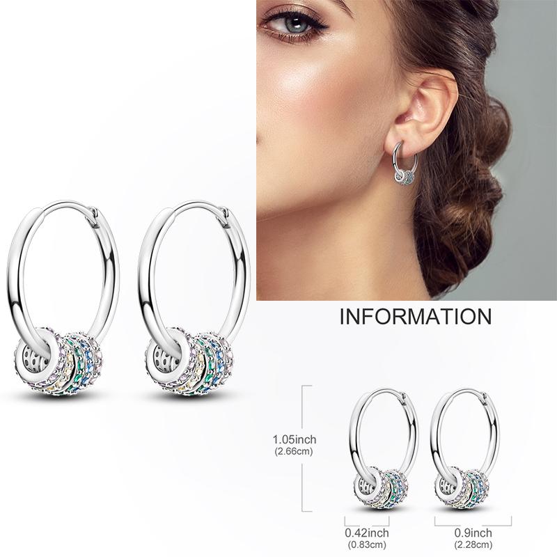 925 Silver Hoop Earring Moon Sun Earring Pendent Zircon Heart Shape Star Eardrop For Women Girl Making Jewelry