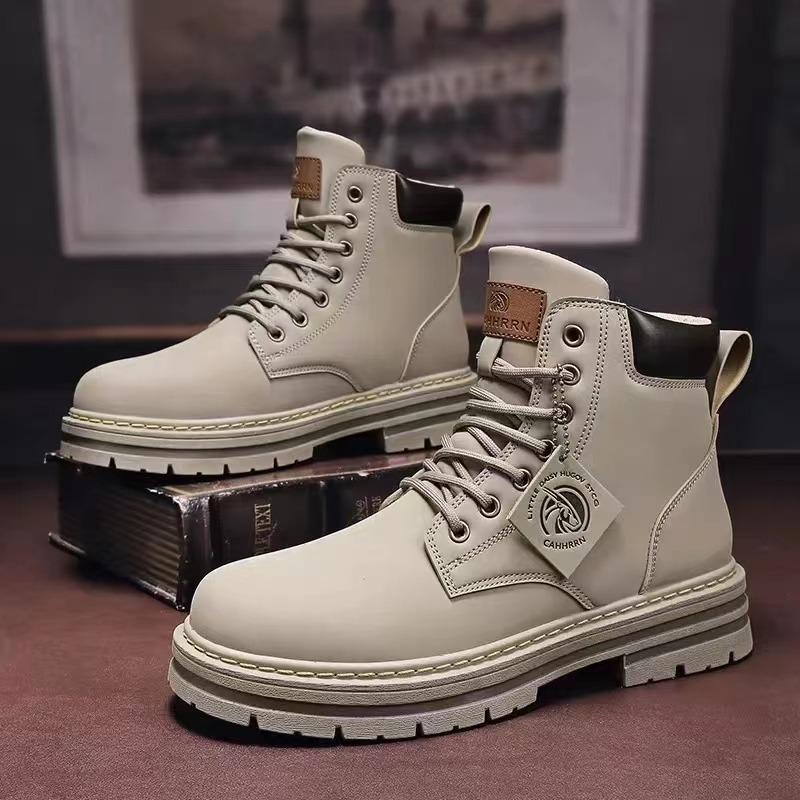Fashion Motorcycle Boot Autumn WinterHigh Quality High Top Men Boots PlatformNon-slip CasualBooties Outdoor Mountaineering Boots