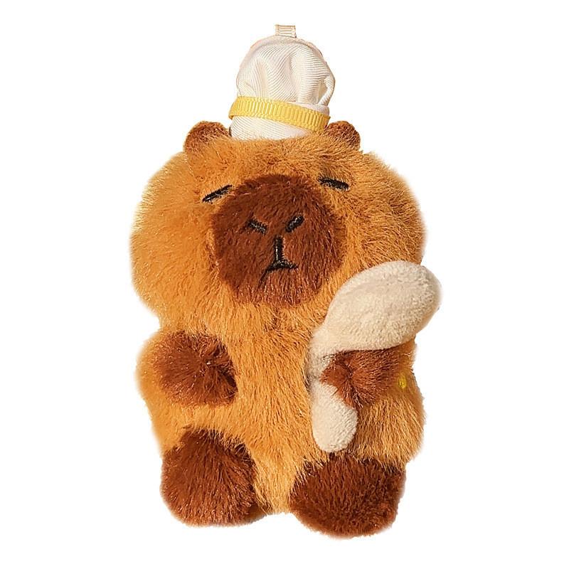 Capybara Plush Keychain Baking Wearing A Chefs Hat Toast Design Gift For