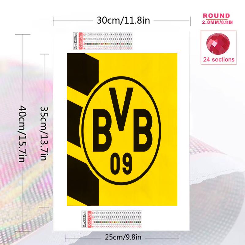 Borussia Dortmund Pattern 3pcs 100% Round Full Drill 5D DIY Diamond Painting Embroidery Cross Stitch Rhinestone Décor