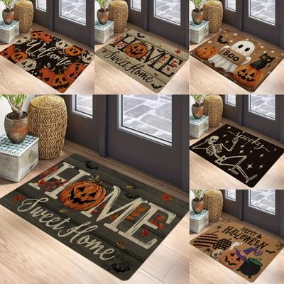 1pcs Happy Halloween Pumpkin Welcome Doormat Non Slip Entrance Rug for Outdoor Indoor Use Living Room Bedroom Kitchen Floor Mat
