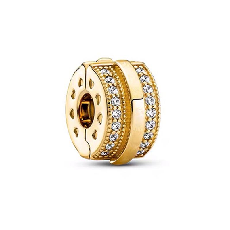 Sparking Gold Fixed Clip Charm Beads Pendant Fit Snakecopper Bracelet Necklace Beads For Diy Jewelry Women Gift