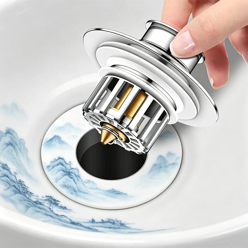 Hot Sale Large Brass Kitchen Sink Drainer with Anti-Odor Pop-Up Plug Strainer and Filter Basket