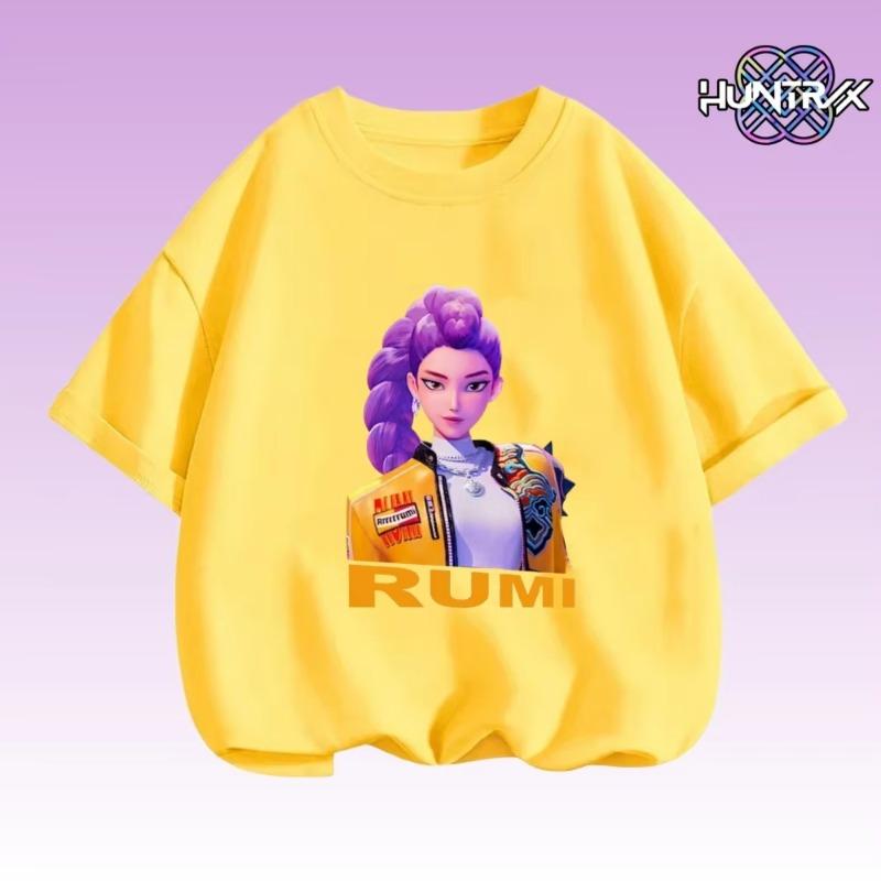 2026 Moda Camiseta Infantil Kpop Caçadores de Demônios Camiseta para Meninos Meninas Camiseta Verão Gola Redonda Manga Curta