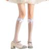 Women's Fishnet Knee Highs Stockings Hollowed Out Calf Socks Sweet Bows Knee Highs Socks