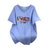 Plus Size V-Neck Slimming Mid-Length Loose T-Shirt for Women, Short-Sleeved, Covers Belly, Available In 200/300/350 Jin.