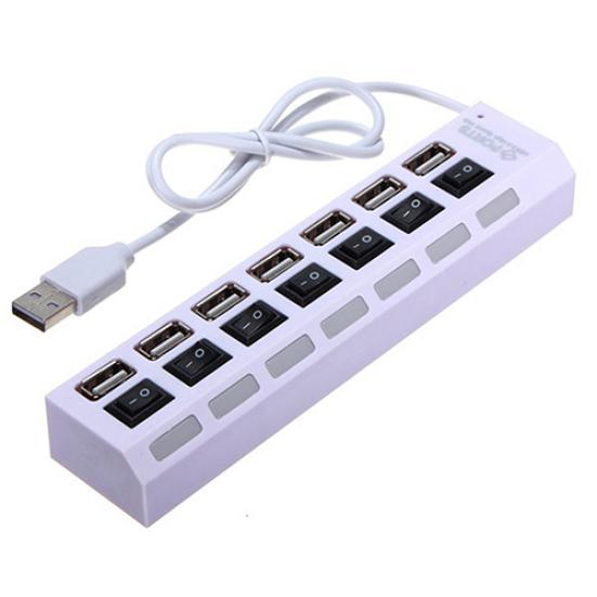 7-Port USB 2 High Speed Adapter HUB Splitter EIN/AUS-Schalter für Laptop-PC