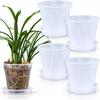 Happy Plant Transparent Plastic Slit Pot with Saucer Set of 4 for Orchids 6 Inch