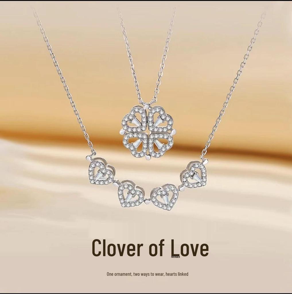 S925 Sterlingsilber Kleeblatt-Halskette - Vielseitige Mode-Schlüsselbein-Kette für Damen