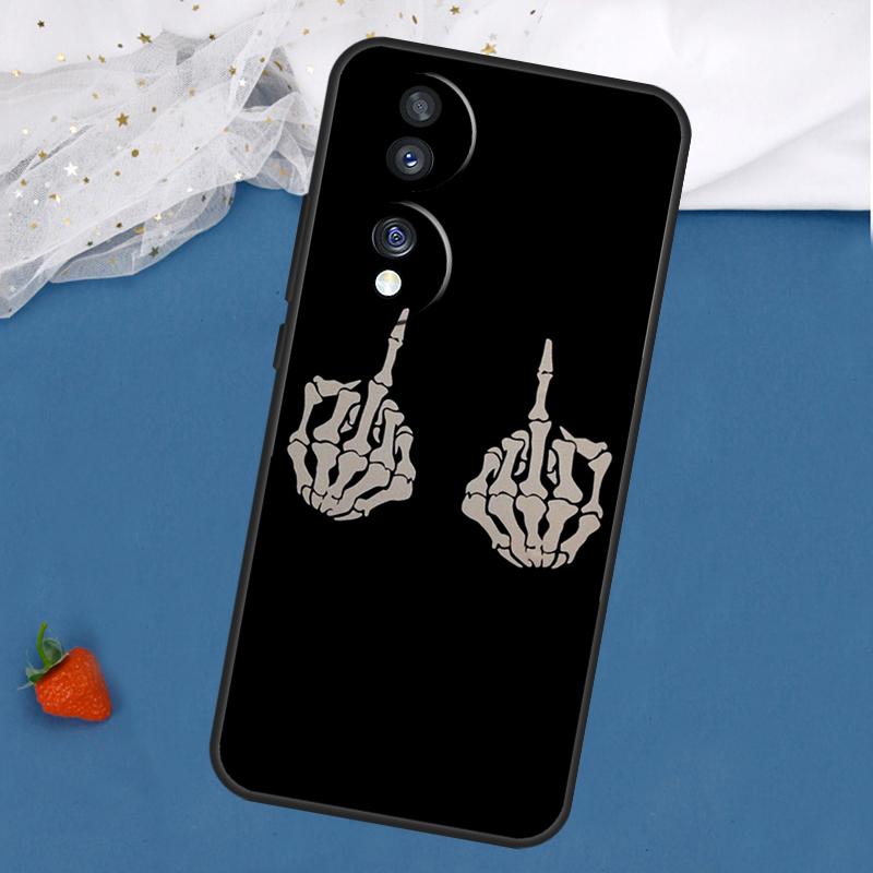 Skeleton Middle Finger Case For Honor Magic 7 5 6 Pro Lite Honor 200 400 50 70 90 X8 X9 X8a X8b X9a X9b X9c Cover