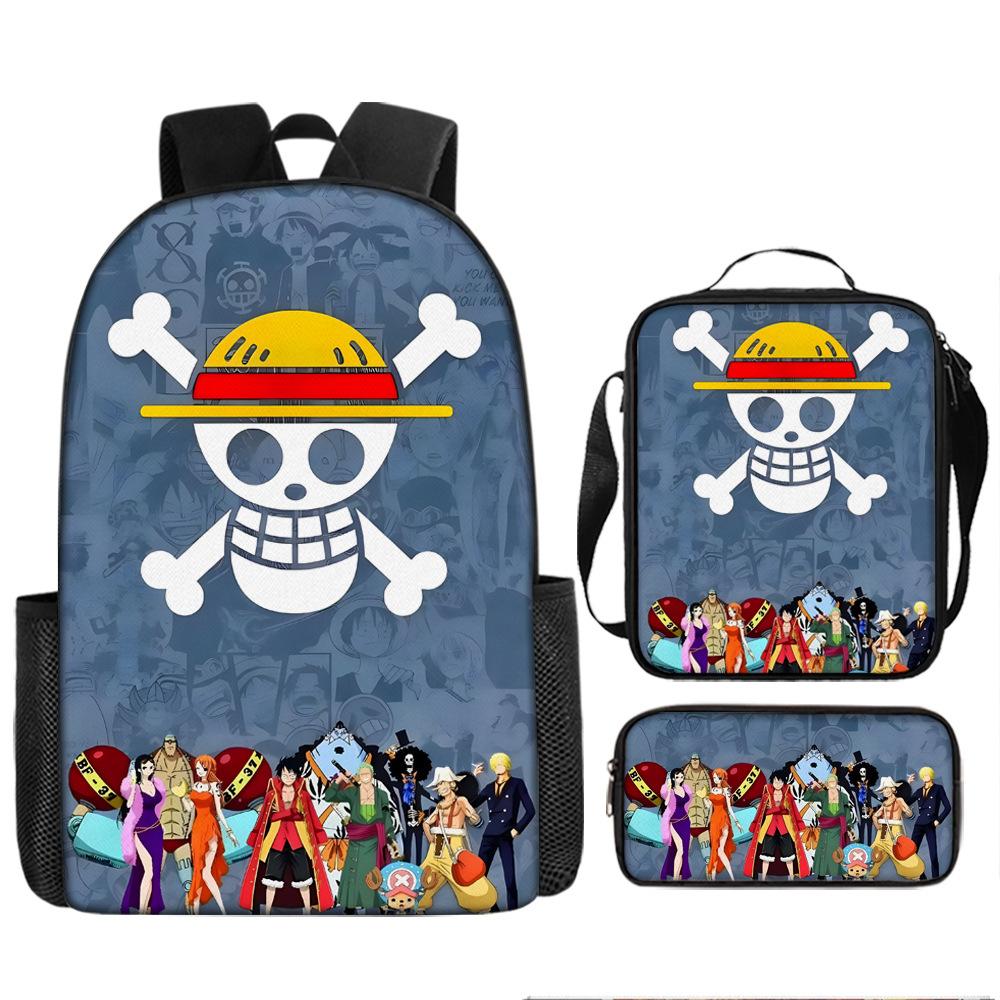 Animation ONE PIECE schoolbag three-piece play peripheral backpack large capacity middle school student outdoor campus computer bag