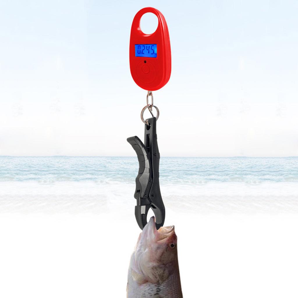 Fishes Lip Gripper with Mini Digital Electronic Scales Pocket Hangings Fishing Scales Fisherman Tournament Weighing Device