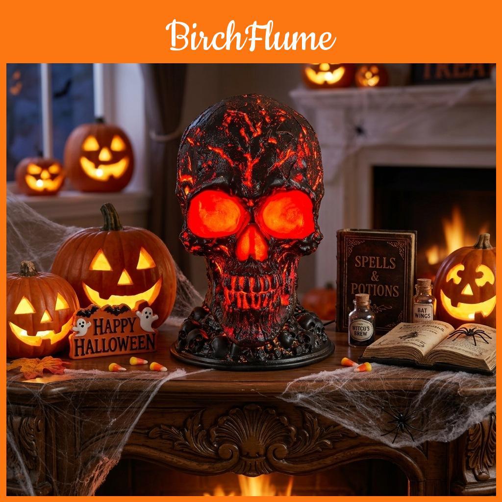 Halloween Skull Light Resin Garden Decor With Led For Outdoor Yard Ambiance