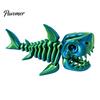 Cool Office Desk Decoration 3D Printed Articulated Skeleton Shark Figurine, Pearlescent Flexible Joint Movable Spine Toy Bone Toy, Fidget Decor, Gift