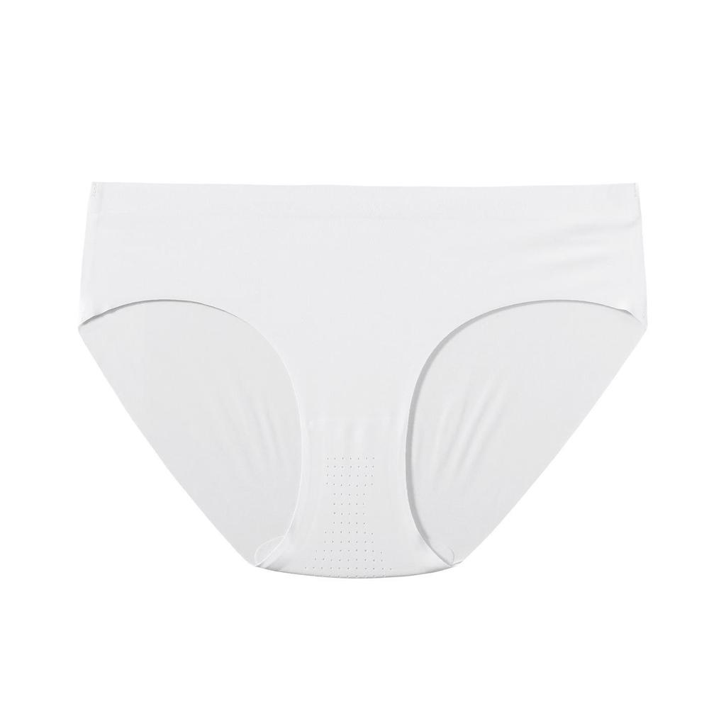 Seamless Ice Silk Butt-Lifting Tummy-Control Mid-Waist Plus Size Panties with Breathable Cotton Crotch