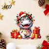 Durable Wall Art for Holidays Cartoon Hippo Christmas Decal, Cute Sticker with Colorful Lights & Party Window Stickers Xmas Balls, Waterproof